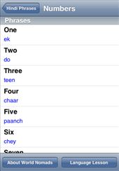 A screenshot from our free Hindi Language guide application for iPhone & iPod touch: by language-guides, Views[3027]