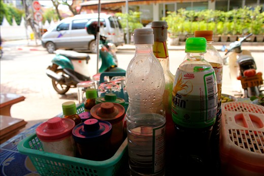 Lao condiments. Never too many sauces..
