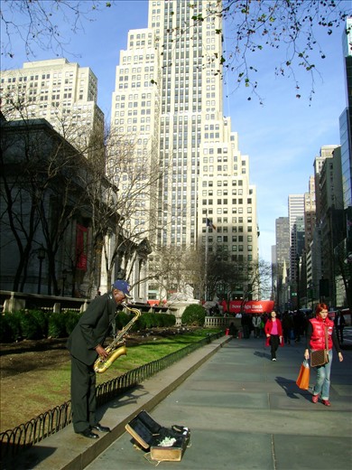 A player trying to get some bucks in a normal day in New York