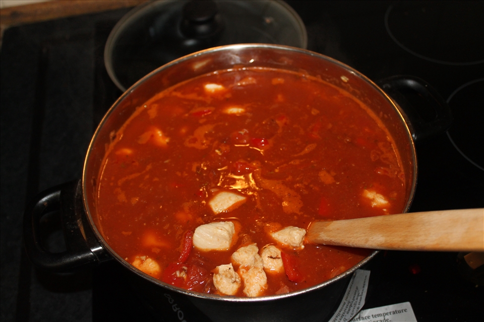 The Jambalaya is simmering.