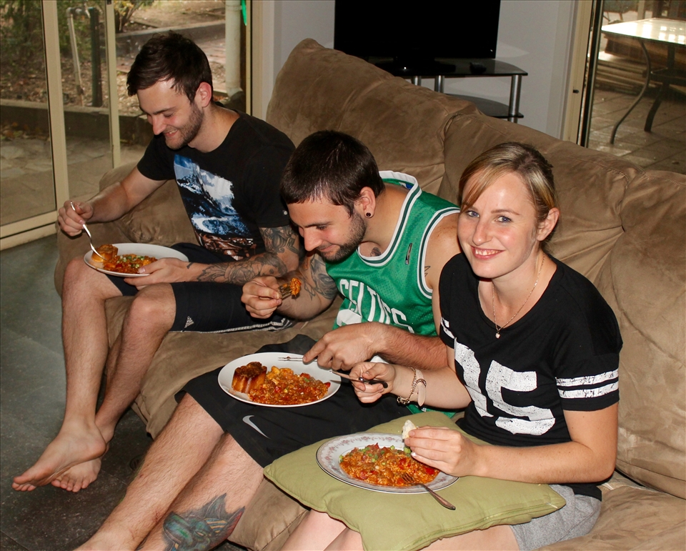 Happy and satisfied faces. My Jambalaya was a success!