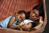 A woman naps in a hammock with her two sons. They are in one of hundreds of hammocks crowded together to accommodate passengers travelling up the Amazon on cargo ships, which carry everything from building supplies and livestock, to government-issued condensed milk in tins destined for some of Peru's most remote villages.: by lauramco, Views[522]