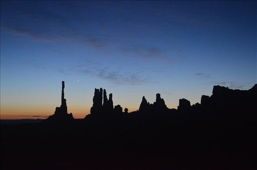 4am silhouette in Monument Valley, Utah. 