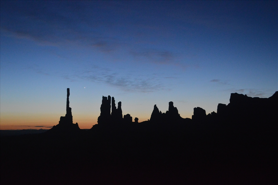 4am silhouette in Monument Valley, Utah. 
