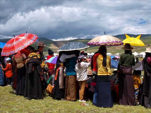 Every type of umbrella to shelter them from the strong mountain sun.