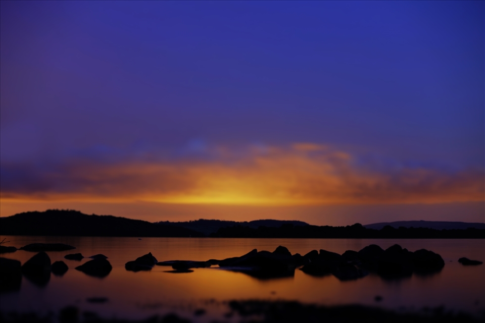 Loch Lomond right after sunset.