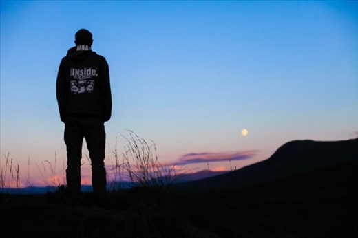 Looking out over the mountains at sunset.