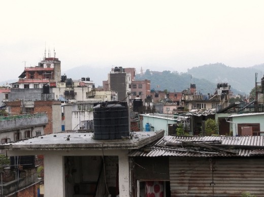 a roof top view from my hostel, can just about see some mountains in the background