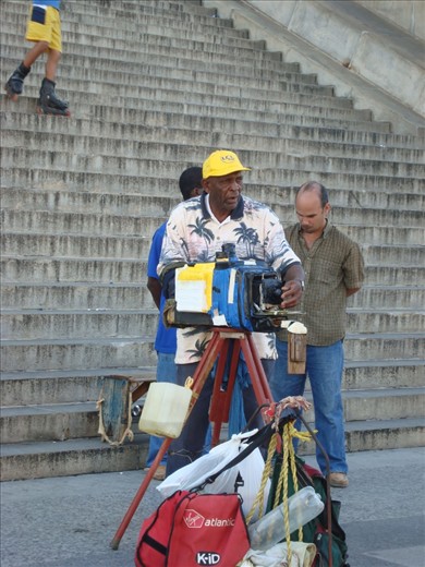 In Cuba you are always travelling back in time. Photography is no exception! This 
photographer makes a living by taking photos of tourists with his 