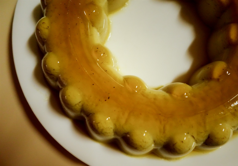 Coconut milk and palm sugar jelly, from the top.
