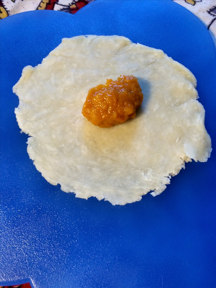 Homemade dough and pumpkin filling