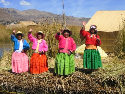 Getting a gracious send off from the Uros people as we drifted away from the floating reed islands on Lake Titicaca