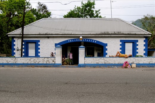 This is a peaceful police station in Kingston, which has the highest rates of gun crime in the world.