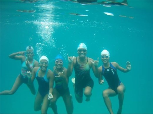 Swim team underwater