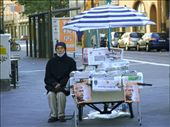 The story seller. Passive spectator, judging the early morning street show...The Marathon started early, crossing a big part of Frankfurt city. Different people tell-talers in their own way.: by lexandra, Views[299]