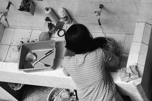 No washing dishes by machine, all by hands.