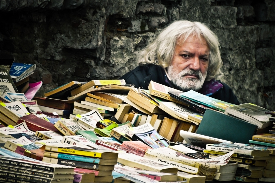 Old men that seems to belong to one of those books they were selling, like Dracula himself!