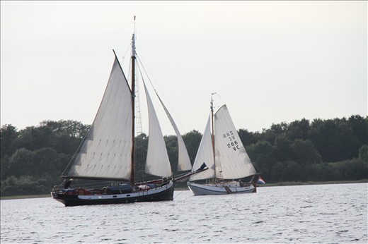 A typical Dutch scenery. Classic sail yachts  crossing each other. 
