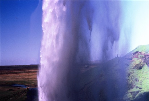 The first waterfall we saw in our trip, Seljalandsfoss, seen from behind. 