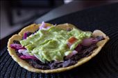 My favourite: tostada, refried beans, pickled cabbage & guacamole.: by lindsayjoy, Views[320]
