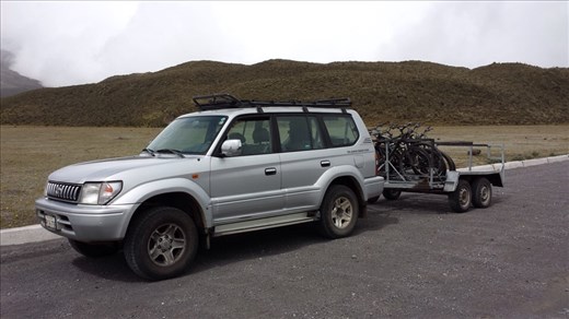 About an hour outside of Quito, mountain biking, just didn't want to blow out a knee on the first week of the trip.