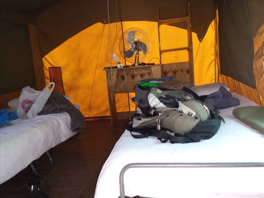 Inside tent
