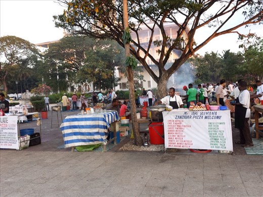 Setting up for the night market.