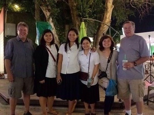 Spent the evening with Lea and some of her classmates. College students at some schools in Thailand wear uniforms.