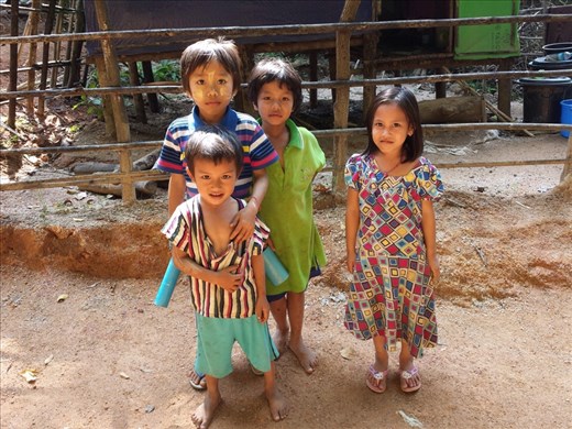 Kids along trail to Rock
