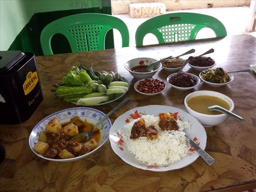 Dinner for under $3.00. I don't want to see rice for a while. I got more than my fill in Africa and Asia.