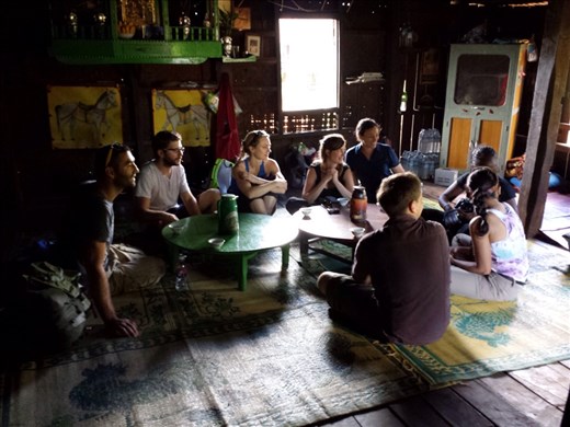 Stop for lunch at a village house along the way. Usually soup or some kind of rice dish. None of the group (excluding couples)had met prior to the trek. Turns out 3 couples were from France, one single women was from France and the other women was from Canada and spoke French. What are the odds? I'm glad French is a pleasant language to listen to.