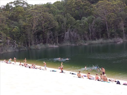Freshwater lake, I was the oldest person on the beach.