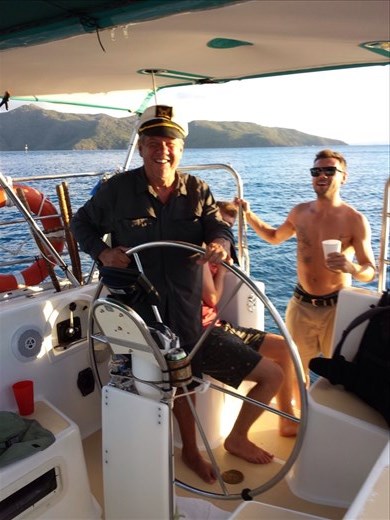 Took a turn steering the boat. Good fun.