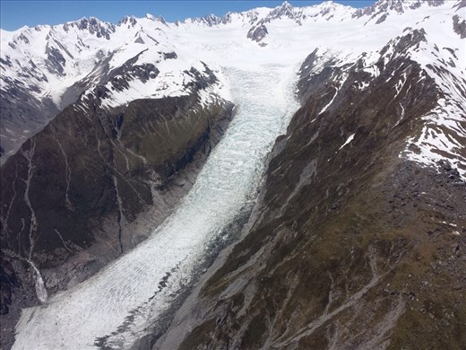 Franz Josef Glacier seen from airplane. 