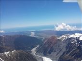 One of the only glaciers in the world  that the water runoff flows through a rainforest. The Tasman Sea in the distance.: by lipowcan8, Views[375]