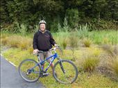 Rode a bike through the countryside to a national park. Hiked to a scenic lake that is known for mirror/reflection of the mountains. Unfortunately it was a cloudy day. It looks like I have a Herman Munster head.: by lipowcan8, Views[240]