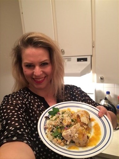 The finished product in a selfie.