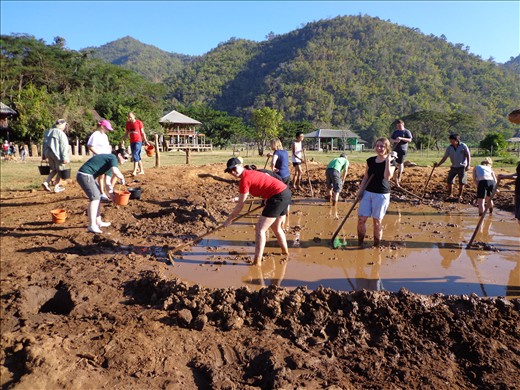 Making a mud pit