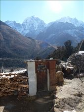 Loo with a View- one of the few enclosed toilets along the trek. You had to be careful when exiting that a) you didn't slip off the side of the mountain and b) there weren't any yaks to knock you down. This image tries to capture the simplicity of life on the mountain.: by livelife, Views[568]