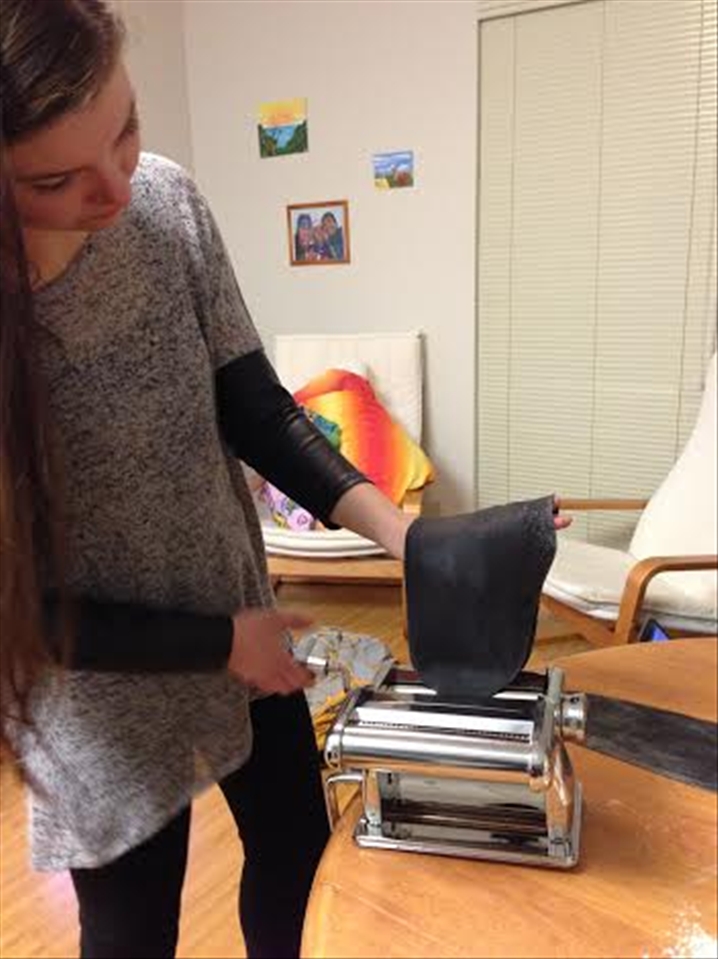 rolling out the pasta