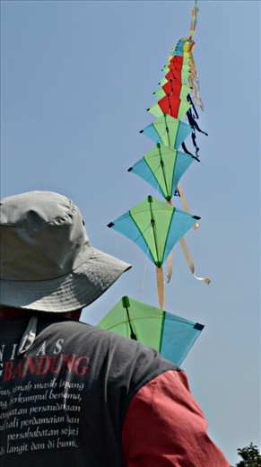 A kite master flew his kite on International Kite Festival at Jakarta