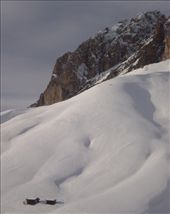 A shack sits on the mountainside, isolated and dwarfed by a relatively small peak on the Dolomites, near Campitello.: by lize86, Views[199]