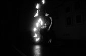 The tricks involving eating fire, twirling flaming batons and swinging from suspended hoops last only seconds; the opportunity to capture the act is even shorter. Over several nights, coming back to the same club to photograph the girls performing, I finally got a clear shot of the girls in action. When I showed them the images after hours, they were so happy with the result. : by lizziemay, Views[424]