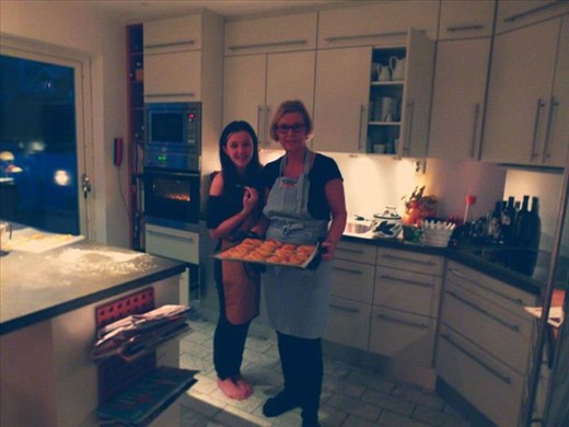 My Swedish host mother and I at Christmas making Saffron Buns