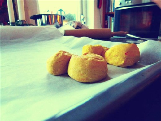 Saffron buns in the making