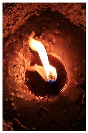 Candlemas Day, hinting at the hope that spring will succeed winter. Earth candles are lit to offer encouragement and hope. We have dug out a hole for our candle, and the light was on for about two days and two nights, when a storm came and blew out our candles.
