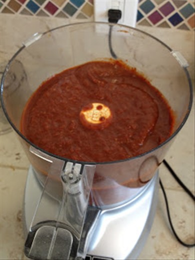 Red chile sauce after processing.