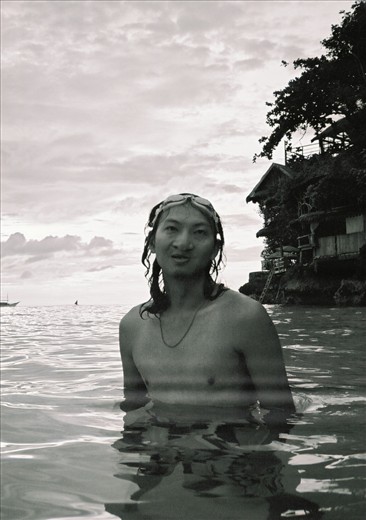 Enjoying a swim | Boracay, Philippines | 35mm B&W Contax T
