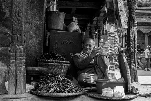 Dry fish at the market. Kathmandu.