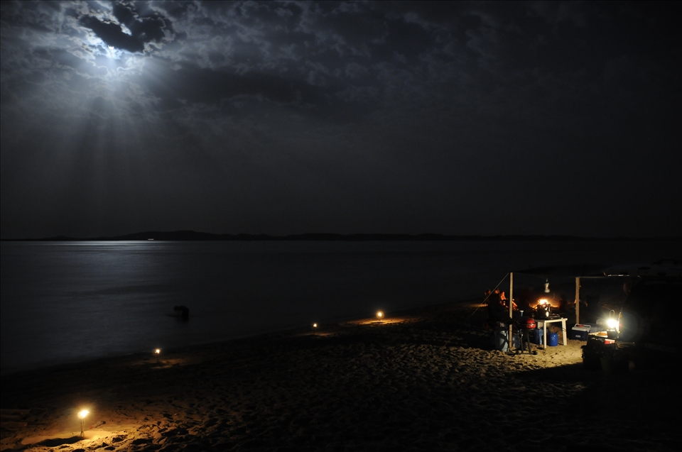 Camping under the moon